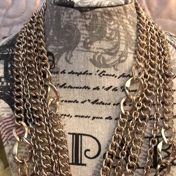 GRAZIANO GOLDTONE MULTI CHAIN STATEMENT NECKLACE - Picture 4 of 16